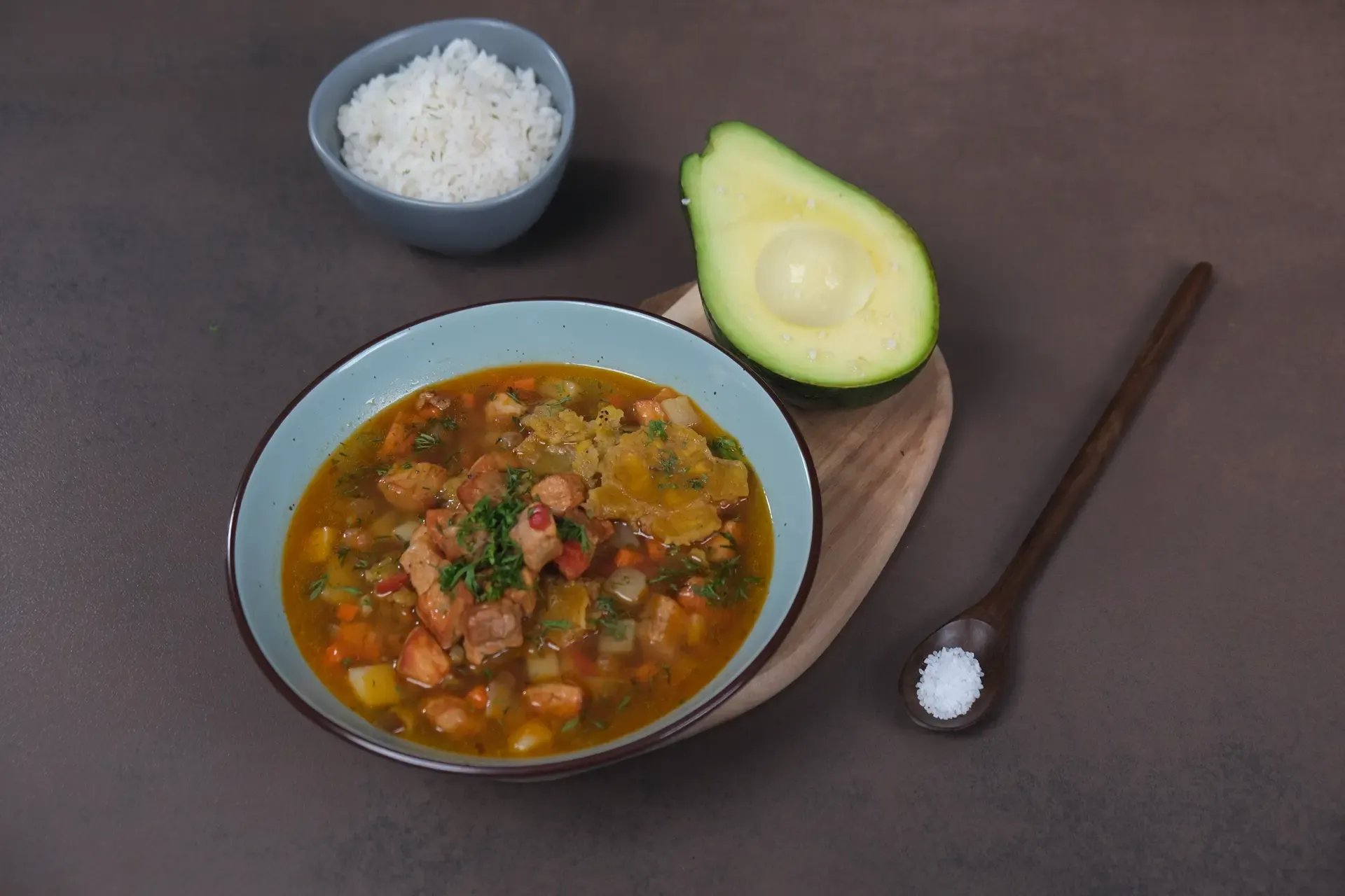 Sopa de Patacón y Verduras con Solomito de Cerdo