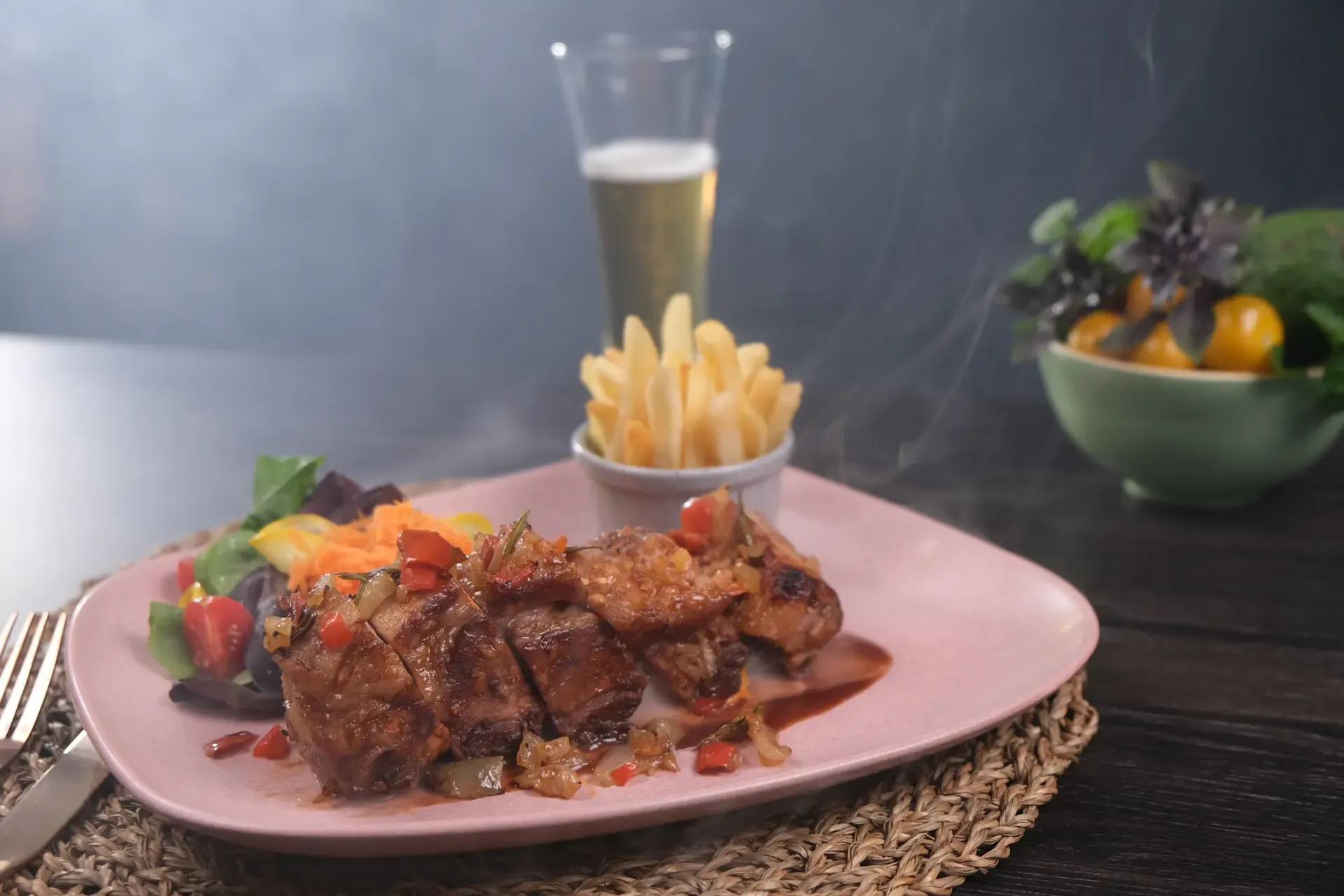 Baby Back Ribs costillas apanadas con salsa de chile dulce